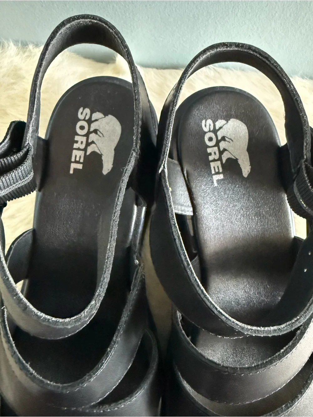 Sorel Women’s Joanie III Ankle Strap Leather Faux Wood Sandals